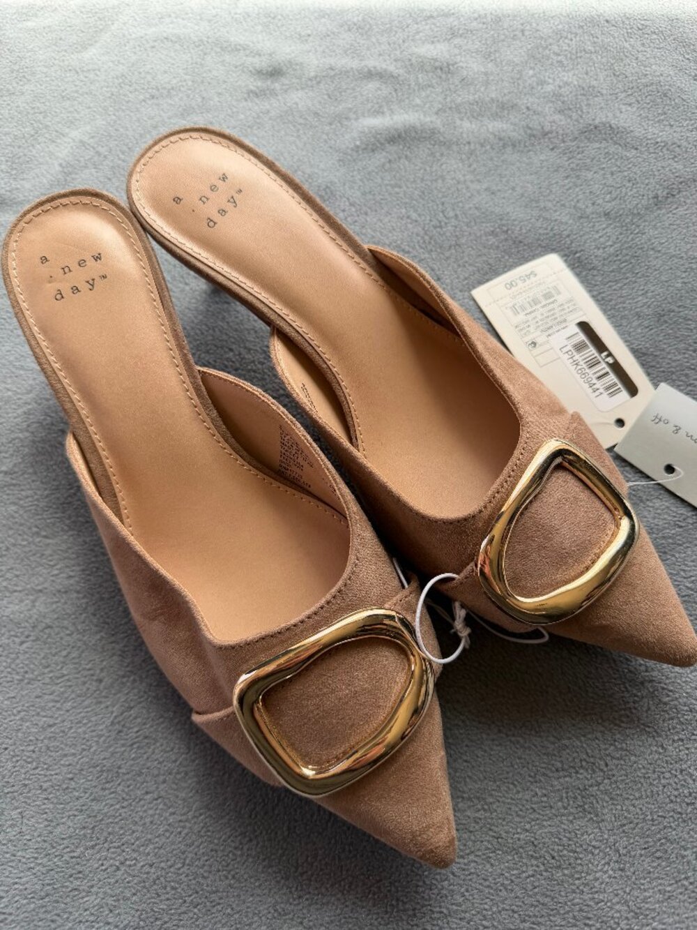 Women's Larissa Pointed Toe Mule Heels – A New Day Beige 6 - Picture 6 of 11